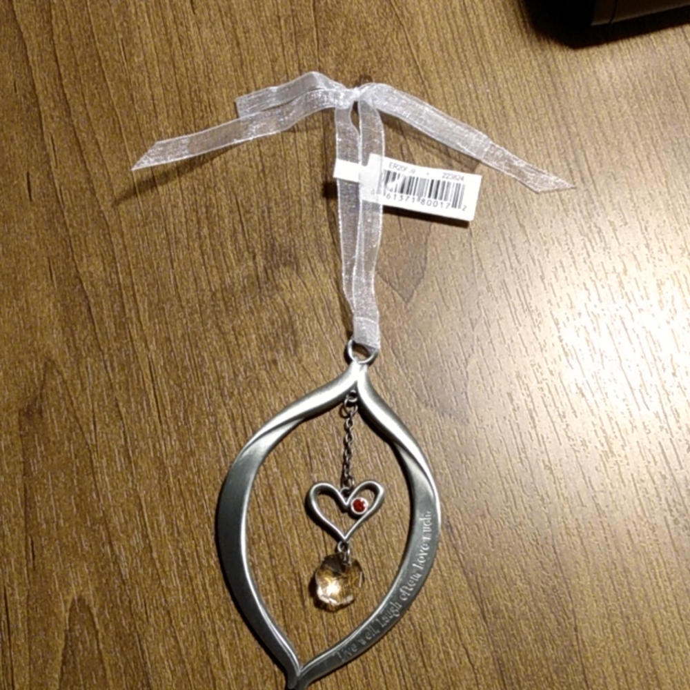 Loving Heart Ornament From - Live well Laugh often Love much, Made of zinc